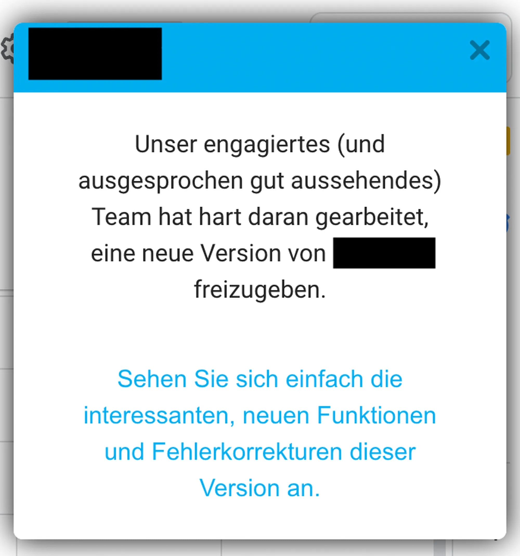 Screenshot Microcopy: Pop-up Benachrichtigung