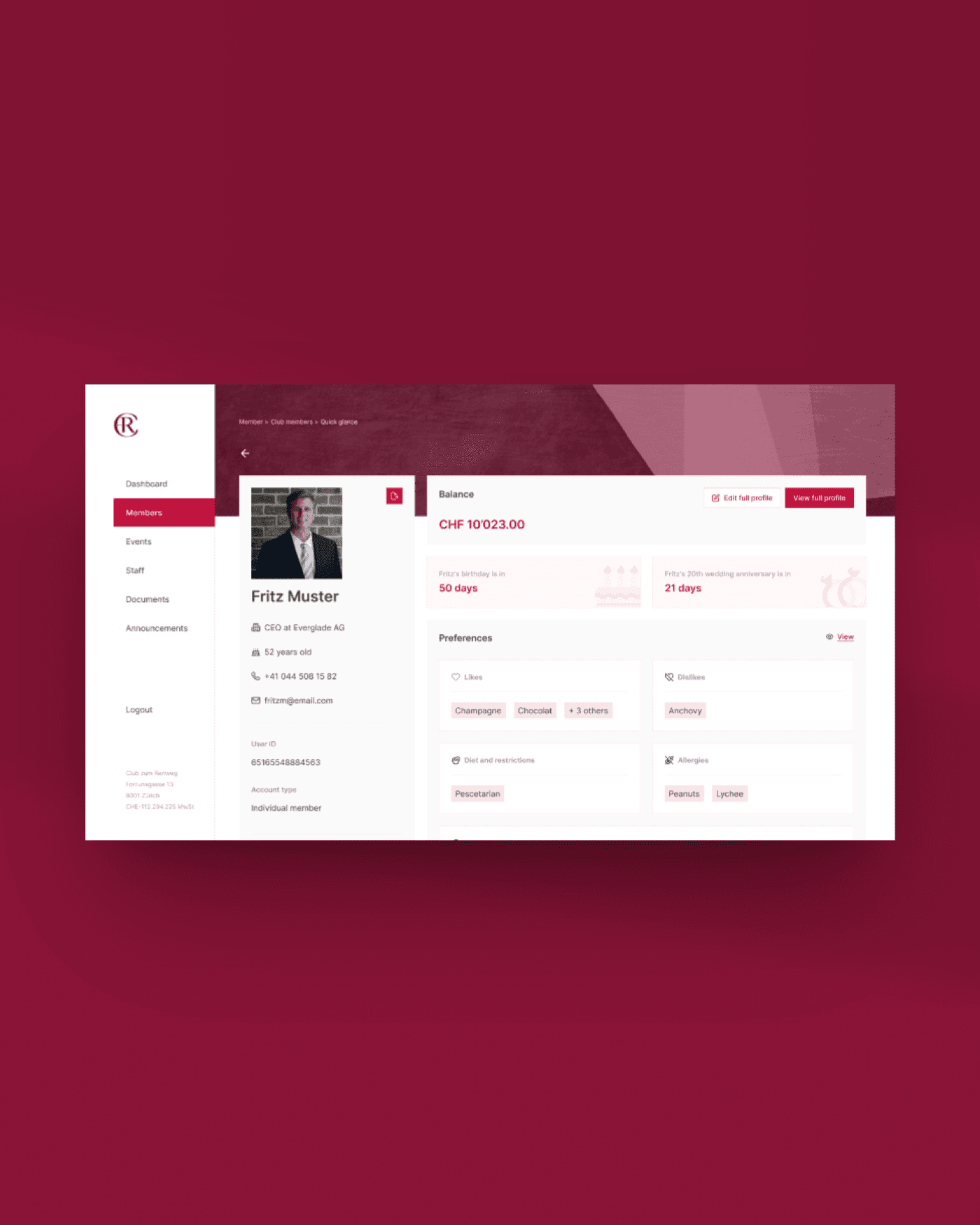 Die digitale Plattform für einen exklusiven Zürcher Privatclub 2