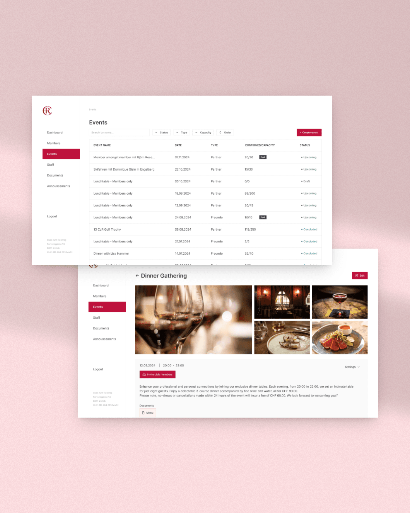 Die digitale Plattform für einen exklusiven Zürcher Privatclub 1